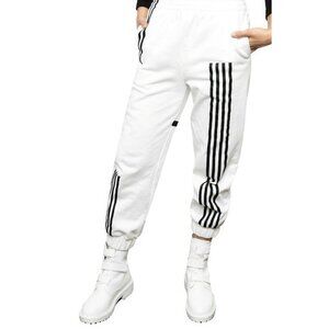 Absence of Colour Anita Stripe Joggers  in White With Black Piping